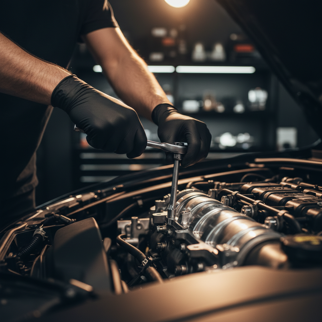 Mécanicien travaillant sur un moteur